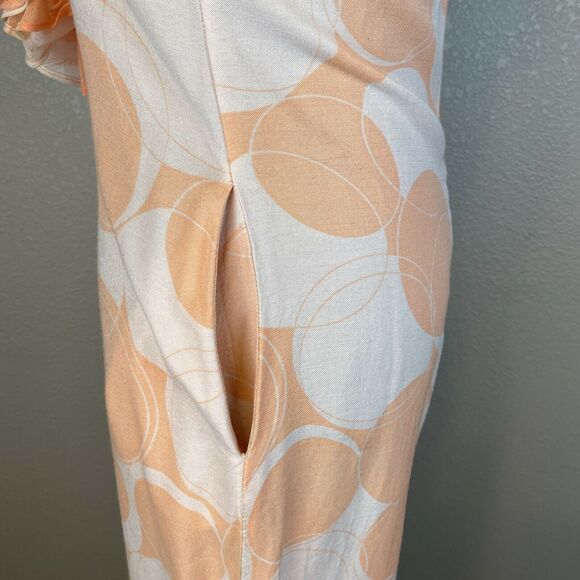 Evelyn Pearson Vintage 60s Ruffle Front Lounge Jumpsuit Size S Peach Wide Leg - Picture 6 of 10